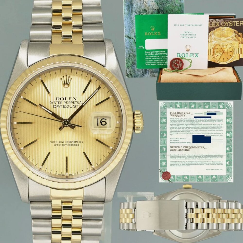Papers! Box! Rolex DateJust Champagne Yellow Gold Watch